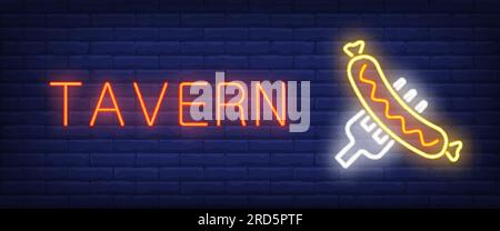 Tavern neon style banner Stock Vector