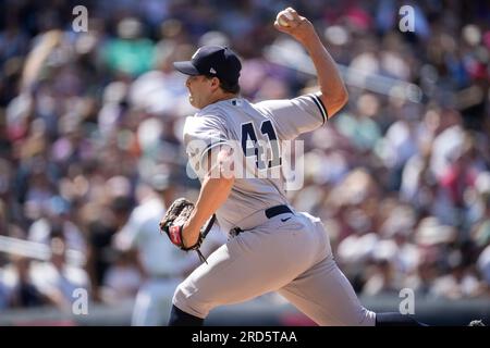 New York Yankees relief pitcher Tommy Kahnle (41) in the eighth inning of a  baseball game Sunday, July 16, 2023, in Denver. (AP Photo/David Zalubowski  Stock Photo - Alamy