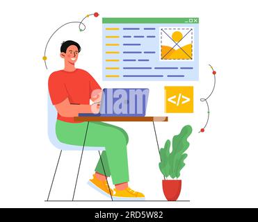 Programmer working at code concept Stock Vector