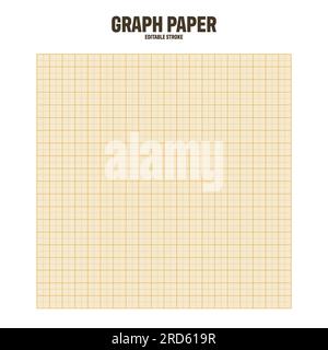 Sheet of graph paper with grid. Millimeter paper texture, geometric pattern. Orange lined blank for drawing, studying, technical engineering or scale Stock Vector
