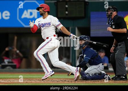 Texas Rangers' Marcus Semien takes batting practice before a baseball game  against the Detroit Tigers in Arlington, Texas, Wednesday, June 28, 2023.  (AP Photo/LM Otero Stock Photo - Alamy