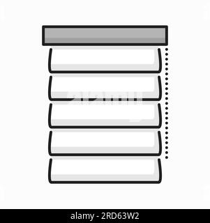 Office blinds, venetian cover, closed window shade jalousie outline icon. Vector modern jalousie curtains template, roller shade sun protection Stock Vector
