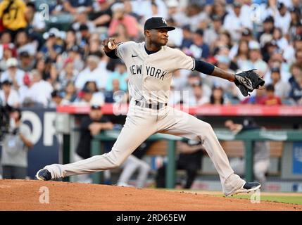 ANAHEIM, CA - JULY 18: New York Yankees pitcher Domingo German (0