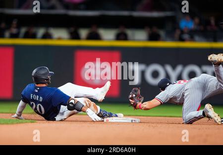 Minnesota Twins catcher Christian Vazquez looks on in between batters  against the Seattle Mariners during a baseball game, Tuesday, July 18,  2023, in Seattle. (AP Photo/Lindsey Wasson Stock Photo - Alamy