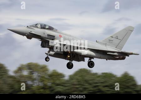 Italian Air Force Typhoon arriving at the Royal International Air Tattoo 2023. Stock Photo