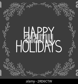 Handwritten text Happy Holidays for greeting card, flyer, brochure, poster logo with text lettering. Stock Vector