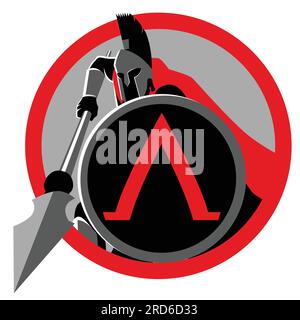 Symbol of spartan warrior with his spear and shield Stock Vector