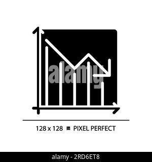 Decrease graph black glyph icon Stock Vector