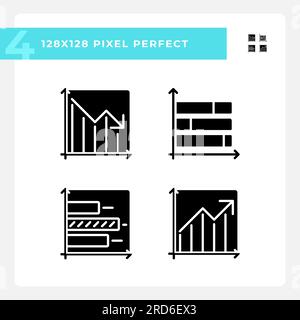 Business performance black glyph icons set on white space Stock Vector