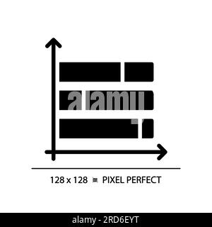 Horizontal stacked column chart black glyph icon Stock Vector