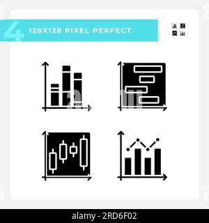 Stock market black glyph icons set on white space Stock Vector