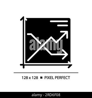 Line chart black glyph icon Stock Vector