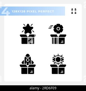 Glyph style product management icons set Stock Vector