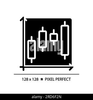 Candlestick chart black glyph icon Stock Vector