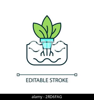 Thin line editable soilless cultivation icon Stock Vector