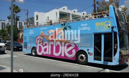 Los Angeles, California, USA 18th July 2023 Barbie Ryan Gosling Ken Bus on July 18, 2023 in Los Angeles, California, USA. Photo by Barry King/Alamy Stock Photo Stock Photo