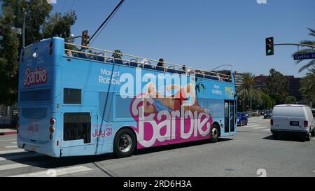 Los Angeles, California, USA 18th July 2023 Barbie Ryan Gosling Ken Bus on July 18, 2023 in Los Angeles, California, USA. Photo by Barry King/Alamy Stock Photo Stock Photo