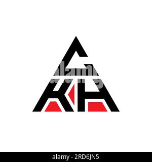 CKH triangle letter logo design with triangle shape. CKH triangle logo design monogram. CKH triangle vector logo template with red color. CKH triangul Stock Vector