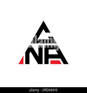 CNA triangle letter logo design with triangle shape. CNA triangle logo design monogram. CNA triangle vector logo template with red color. CNA triangul Stock Vector