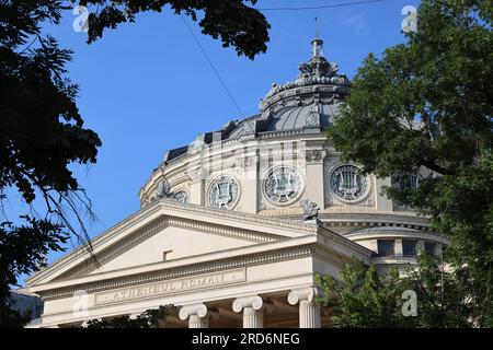 The Romanian Athenaeum, Bucharest's prestigious and landmark concert hall, an architectural gem & home of George Enescu's Philhamonic. Stock Photo