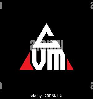 CVM triangle letter logo design with triangle shape. CVM triangle logo design monogram. CVM triangle vector logo template with red color. CVM triangul Stock Vector