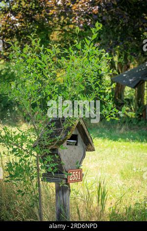 Old post box at timber farmhouse in countryside near Saint-Nazaire-en-Royans Drome Auvergne-Rhone-Alpes France Stock Photo