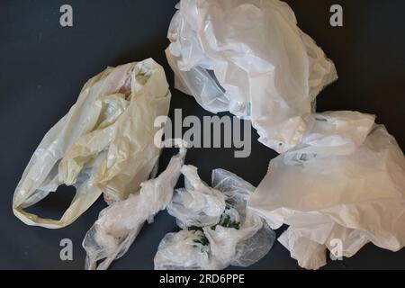 crumpled plastic bags shoot in studio environmental issues concept Stock Photo