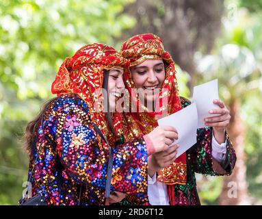 Two young women having fun Stock Photo