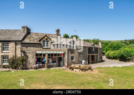 04 June 2023: Widecombe in the Moor, Devon, UK - The village green on a sunny Sunday afternoon in early summer. The village was made famous in the... Stock Photo