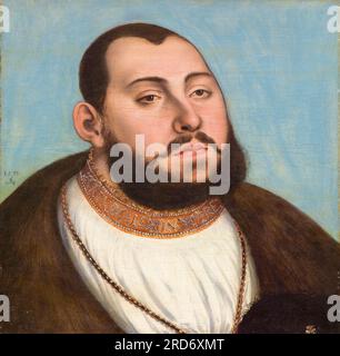 John Frederick I (1503-1554) called the Magnanimous, Elector of Saxony (1532–1547), portrait painting in tempera and oil on canvas transferred from panel by Lucas Cranach the Elder, 1533 Stock Photo