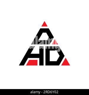 DHD triangle letter logo design with triangle shape. DHD triangle logo design monogram. DHD triangle vector logo template with red color. DHD triangul Stock Vector