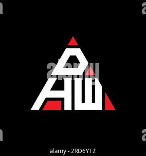 DHW triangle letter logo design with triangle shape. DHW triangle logo design monogram. DHW triangle vector logo template with red color. DHW triangul Stock Vector