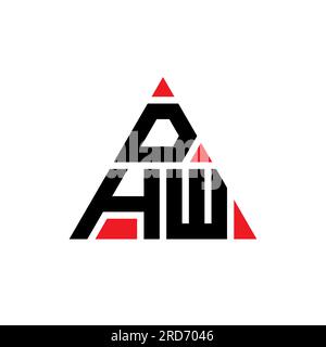 DHW triangle letter logo design with triangle shape. DHW triangle logo design monogram. DHW triangle vector logo template with red color. DHW triangul Stock Vector