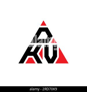 DKV triangle letter logo design with triangle shape. DKV triangle logo design monogram. DKV triangle vector logo template with red color. DKV triangul Stock Vector