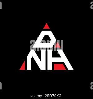 DNH triangle letter logo design with triangle shape. DNH triangle logo design monogram. DNH triangle vector logo template with red color. DNH triangul Stock Vector