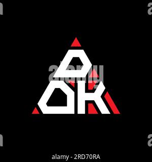 DOK triangle letter logo design with triangle shape. DOK triangle logo design monogram. DOK triangle vector logo template with red color. DOK triangul Stock Vector