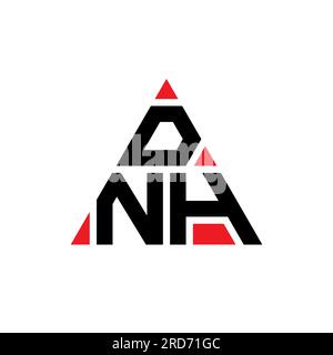 DNH triangle letter logo design with triangle shape. DNH triangle logo design monogram. DNH triangle vector logo template with red color. DNH triangul Stock Vector