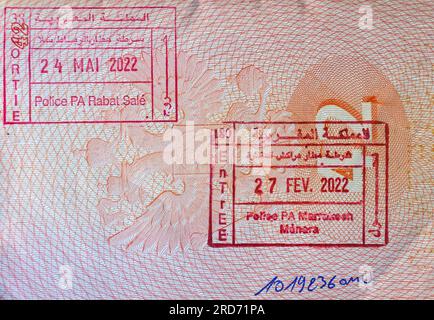 Official passport of Morocco Moroccan passport on the top of an