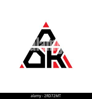 DOK triangle letter logo design with triangle shape. DOK triangle logo design monogram. DOK triangle vector logo template with red color. DOK triangul Stock Vector