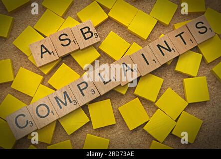 ASB - Anti social Behaviour and complaints, in communities and social or council housing Stock Photo