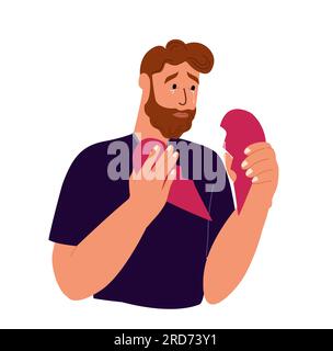 Unhappy disappointed person feeling overwhelmed,frustrated because of broken heart, unrequited love.Anguish desperate man with psychological trauma.Fl Stock Photo