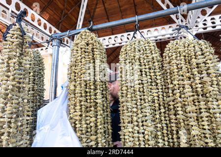 Dried okra at at street market Ürgüp/Nevşehir Cappadocia Turkey Stock Photo