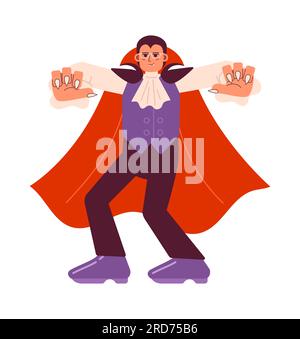 Male vampire trick-or-treating flat concept vector spot illustration Stock Vector