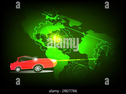 Abstract background electric power car machine gear technology futuristic world innovation concepts wallpaper vector illustration Stock Vector
