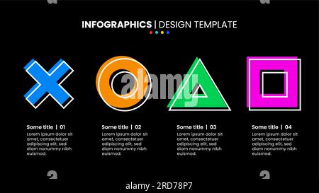 Infographic template with icons and 4 options or steps. Gaming concept. Can be used for workflow layout, diagram, banner, webdesign. Vector illustrati Stock Vector