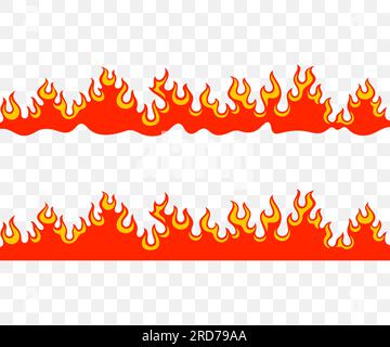 Bonfire, fire, flames, balefire, campfire, burn and burning, seamless graphic design. Fiery, flaming, blaze, fireball, wildfire and blazing, vector Stock Vector
