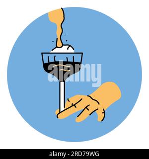 Make a cocktail color line icon. Work of a bartender. Stock Vector