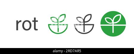 Rot icon set symbol of leaf plant concept of rotting waste planting green circle and outline style Stock Vector