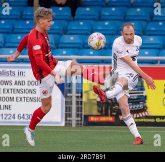 Cove Rangers FC, Balmoral Stadium, Cove, Aberdeen, UK. 18th July, 2023. This is from the Viaply Cup game between Cove Rangers FC and Clyde FC. PICTURE CONTENT - COVE - MARK REYNOLDS Credit: JASPERIMAGE/Alamy Live News Stock Photo