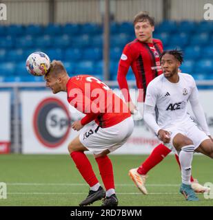 Cove Rangers FC, Balmoral Stadium, Cove, Aberdeen, UK. 18th July, 2023. This is from the Viaply Cup game between Cove Rangers FC and Clyde FC. PICTURE CONTENT - CLYDE - JON CRAIG Credit: JASPERIMAGE/Alamy Live News Stock Photo